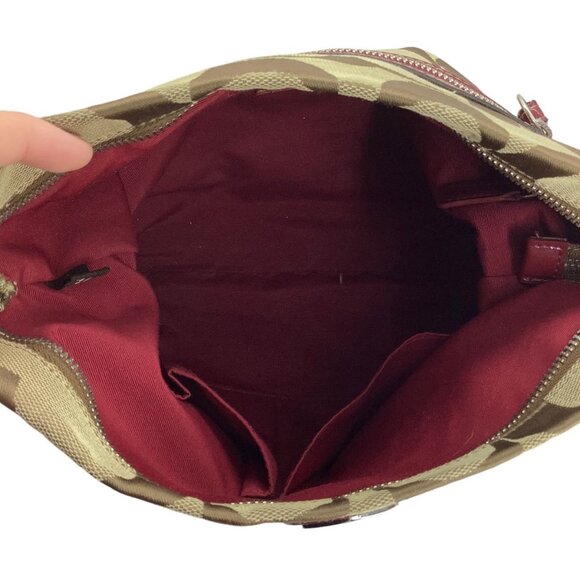 Coach Signature Stripe Monogram Canvas Crossbody Bag Purse 12"x10" Beige - Picture 5 of 11